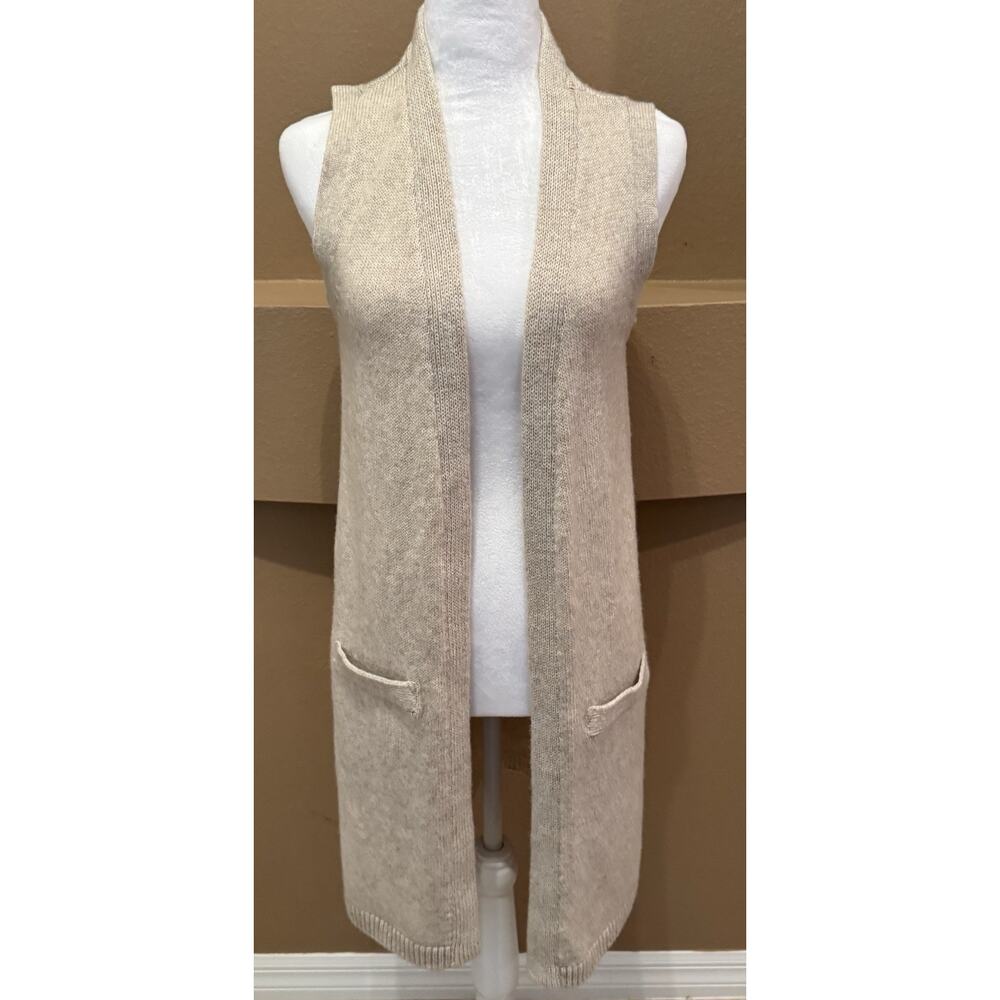 White House Black Market Sleeveless Open-Front Knit Vest - Cream